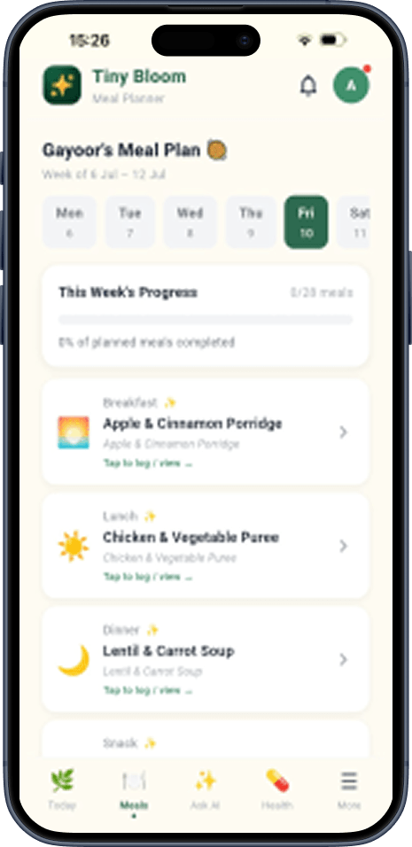 Mobile app screen